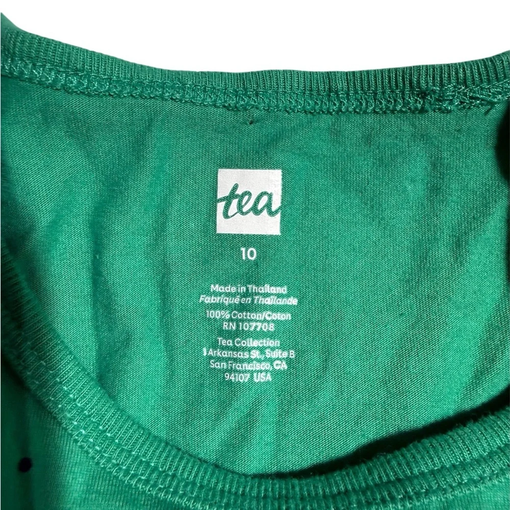 Tea Collection Girls Green Long Sleeve Floral‎ Cotton Play Dress Size 10